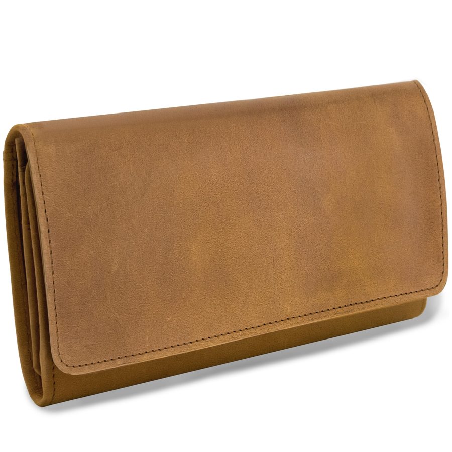 URBAN FOREST Damen-Geldbörse groß aus Leder, Cognac