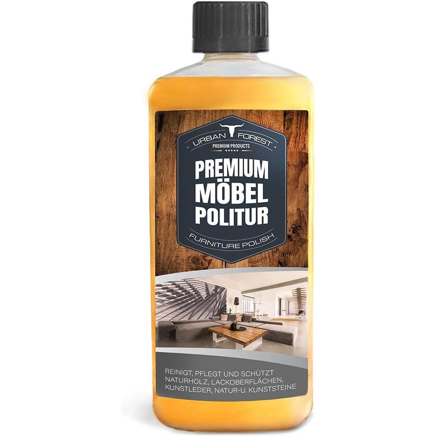 URBAN FOREST Premium Möbel Politur, Flasche mit goldgelbem Öl