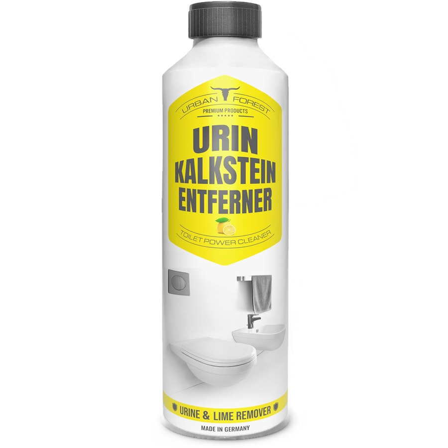 URBAN FOREST Urin Kalkstein Entferner, weiße Flasche mit gelbem Etikett